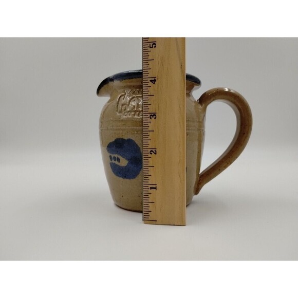 MAHON POTTERY Mini 4" Pitcher Handle Floral Design salt glaze Vintage - Picture 11 of 11